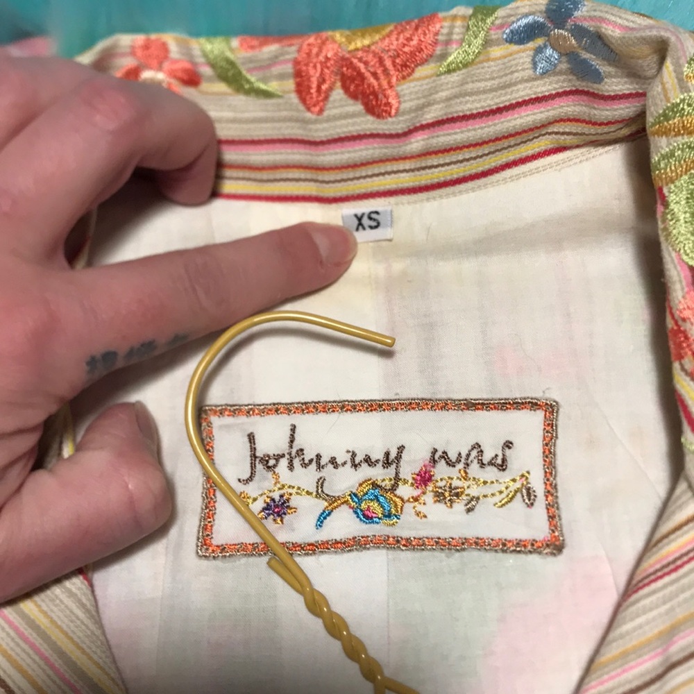 Johnny Was XS striped floral embroidered blazer - Picture 3 of 4